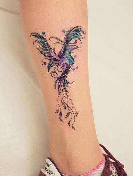 Leg Phoenix Tattoo