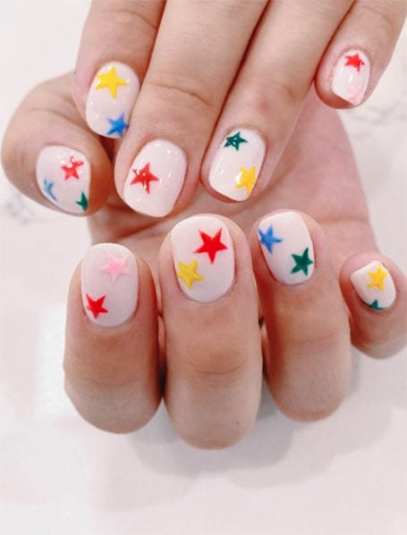 Multicolored Star Nails
