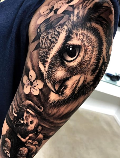 pair of owls tattoo