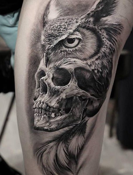 Top more than 67 owl on skull tattoo super hot  thtantai2