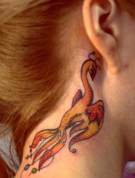 Phoenix Neck Tattoo