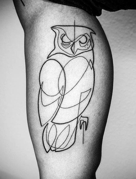 Best New School Owl With Hourglass Tattoo Idea