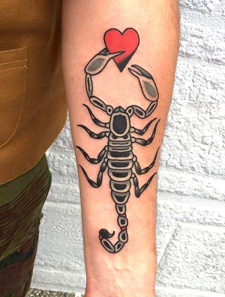 Scorpion And Heart Tattoo