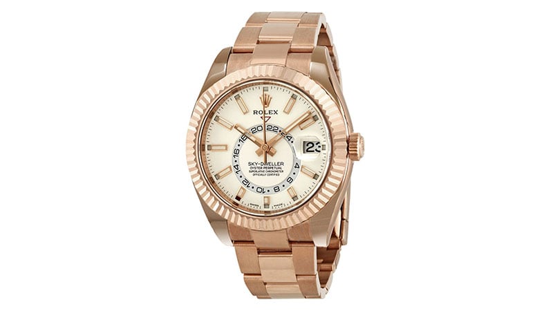 Sky Dweller White Dial Automatic Men's 18kt Everrose Gold Oyster Watch