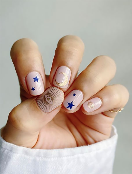 Stars And Moon Manicure