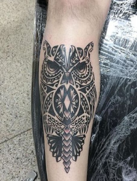 Traditional Tribal Owl Tattoo