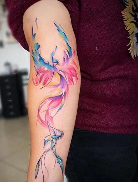 Watercolor Phoenix Tattoo