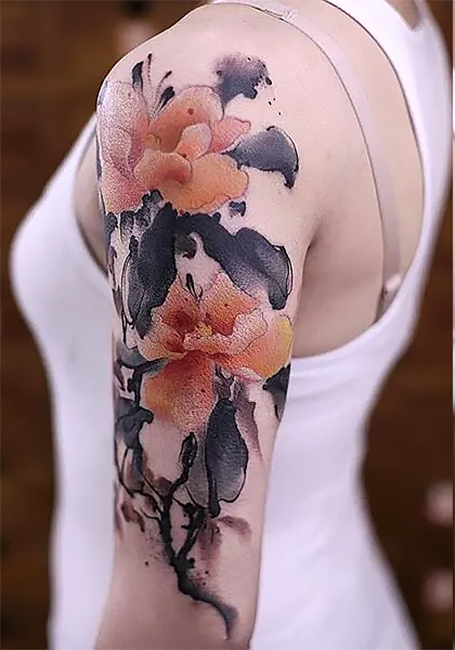 Watercolour Sleeve Tattoos Women