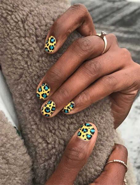 Yellow Animal Print Nails