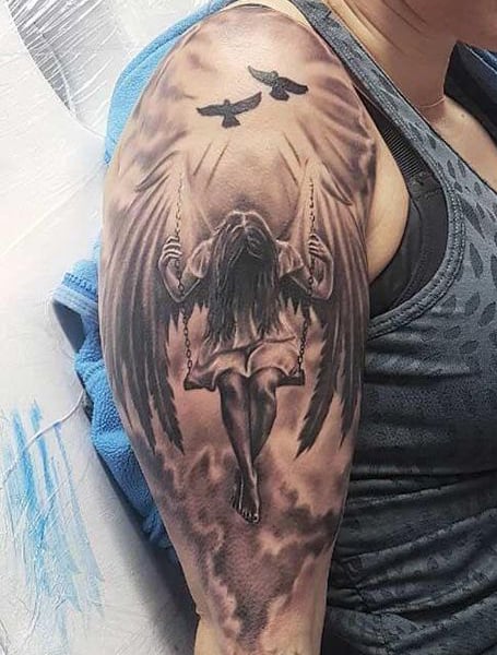 angel half sleeve tattoos