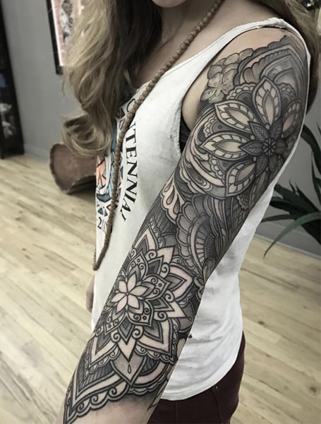 Black And White Sleeve Tattoo