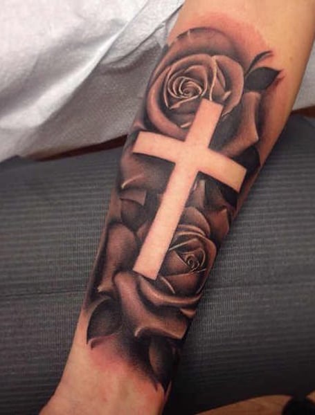 Cross Sleeve Tattoo