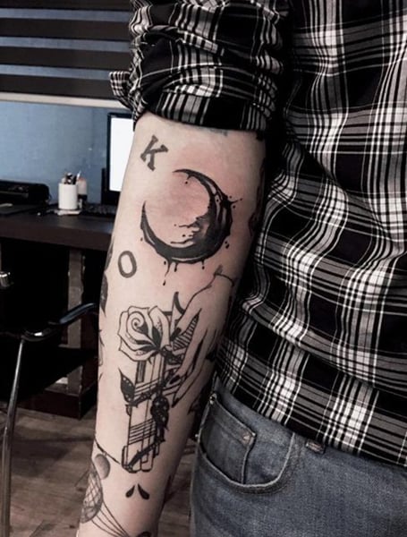 Moon Tattoo Men