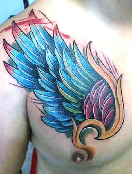 Angel Wings Colorful Tattoo