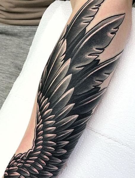 Angel Wings Forearm Tattoo