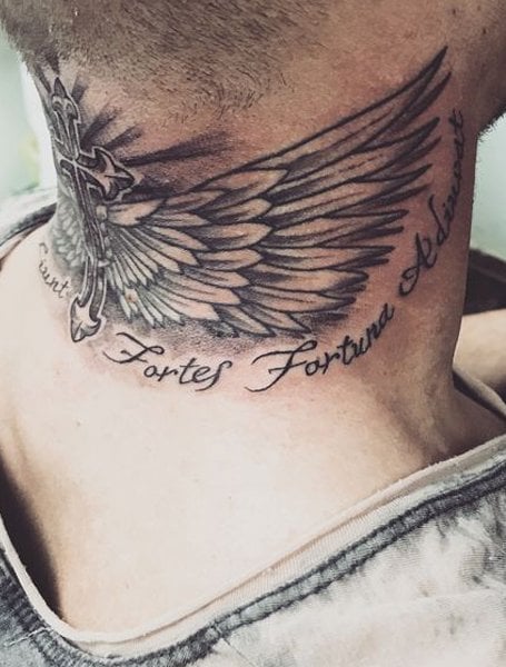 Angel Wings Neck Tattoo