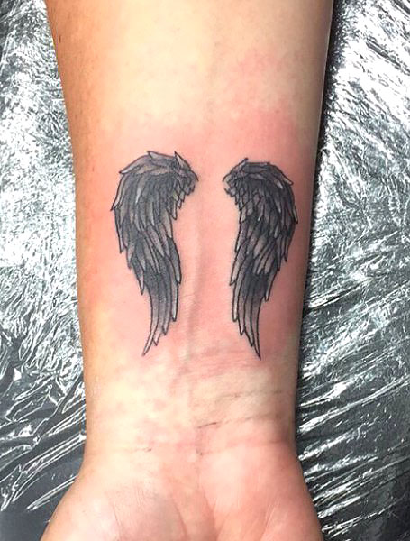 Angel Wings Wrist Tattoo