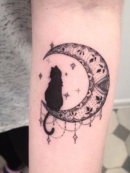 Forbidden Images Tattoo Art Studio  Tattoos  Small  Cat Moon