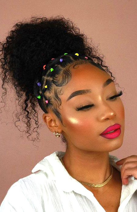 Braided Up Curly Bun Black Girl | TikTok