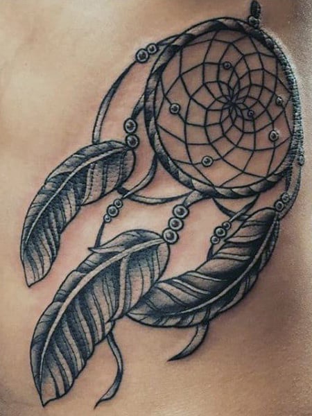 Dream Catcher And Feather Tattoo
