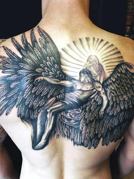 Angel Tattoo  Large Black and Grey Scale Angel located on b  Vince  Wishart  Flickr