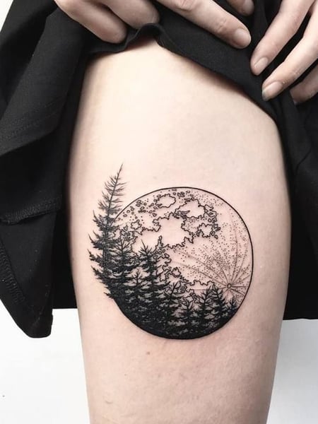 Crying Half Moon With Heart Tattoo On Sleeve