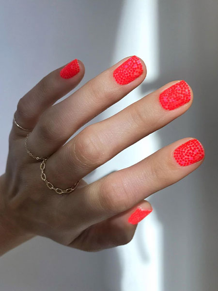 Mosaic Neon Pink Nails