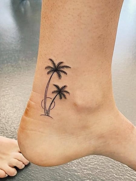 Palm Tree Ankle Tattoo