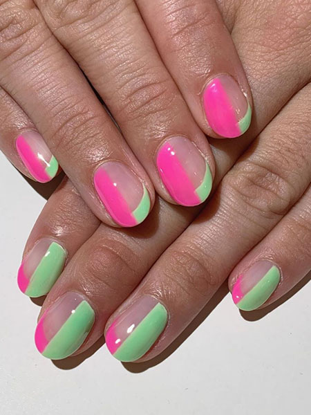 Pink And Green Nails