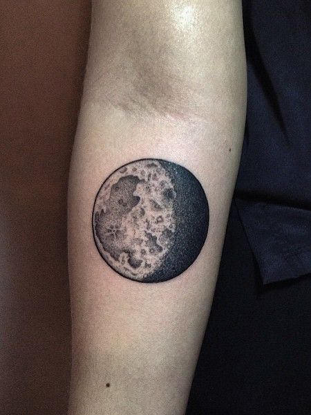 Realistic Moon Tattoo