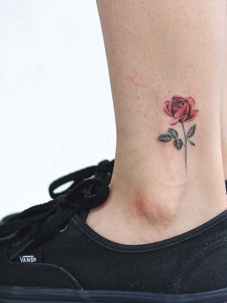 Rose Ankle Tattoo