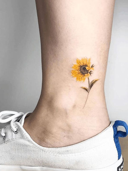 Sunflower Ankle Tattoo