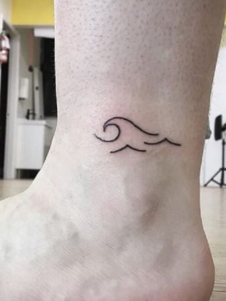 Wave Tattoo On The Ankle