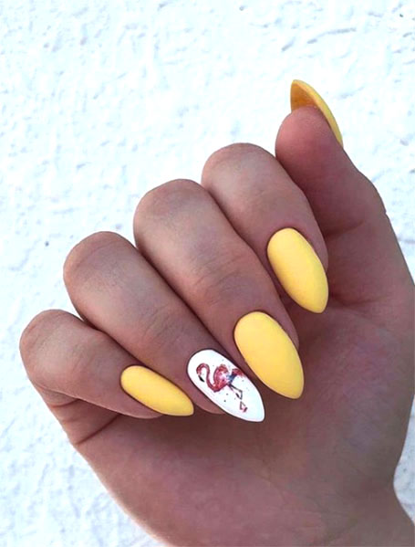 Yellow Flamingo Manicure