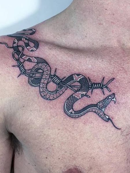 Snake Collarbone Tattoo