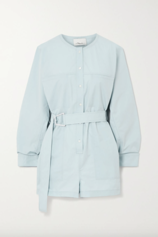 3.1 Phillip Lim Belted Cotton Blend Poplin Playsuit