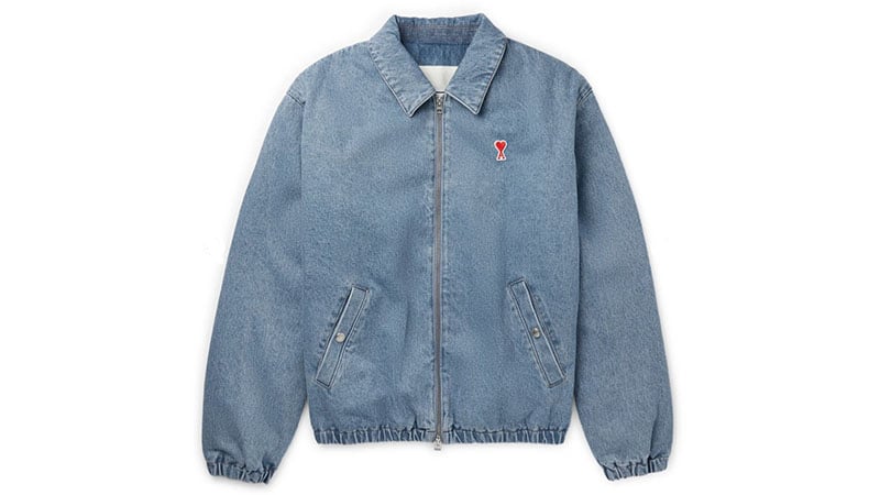 Ami Logo Appliqued Denim Bomber Jacket