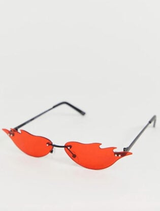 Asos Design Flame Fashion Glasses In Red Lens