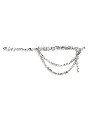 Asos Design Skinny Chunky Chain Belt In Silver