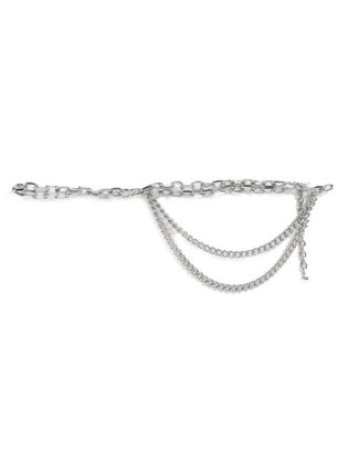 Asos Design Skinny Chunky Chain Belt In Silver