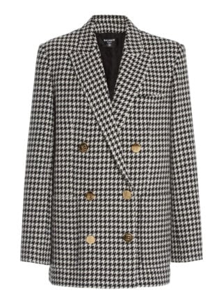 Balmain Oversized Houndstooth Wool Blend Blazer