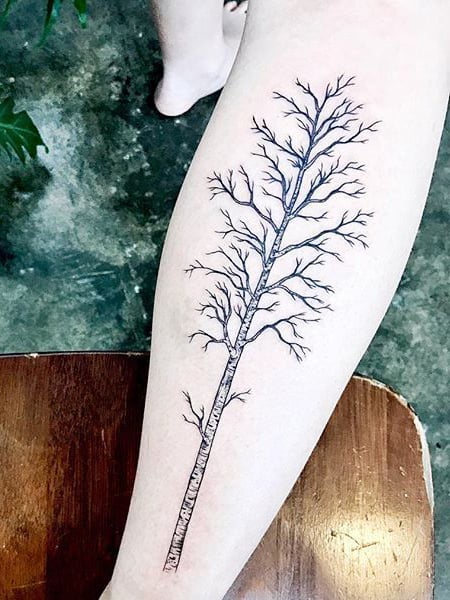 Sketched Aspen Trees and Birds by Crystal Mandrigues: TattooNOW