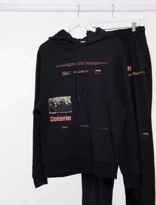 Collusion Unisex Oversized Hoodie With Print In Black