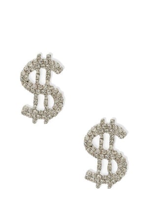Diamante Dollar Sign Earrings