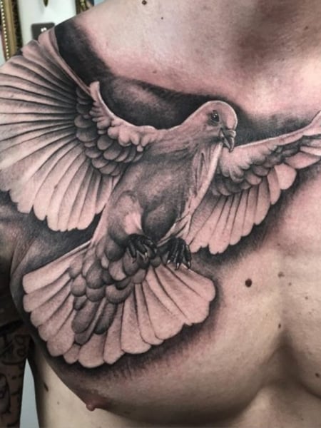 Eagle and Sacred Heart Chest Piece by London Reese: TattooNOW