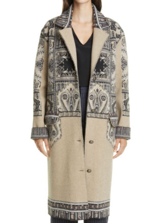 Etro Print Wool Three Quarter Coat