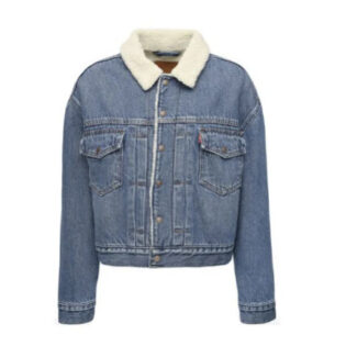 Faux Shearling Crop Denim Jacket