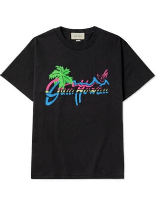 Guccioversized Logo Print Cotton Jersey T Shirt
