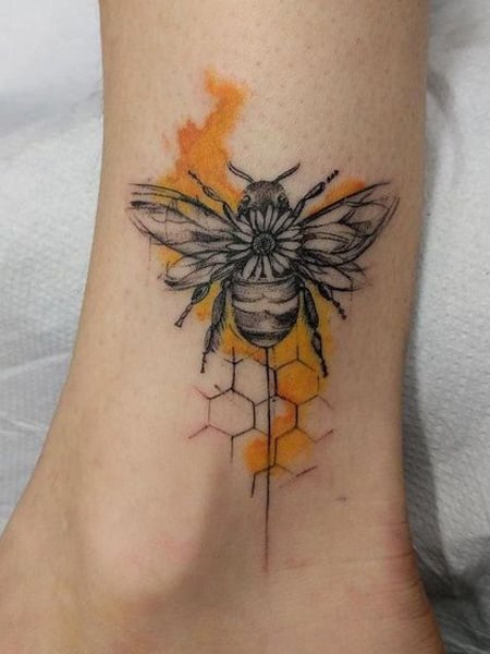 Geometric Bee Tattoo