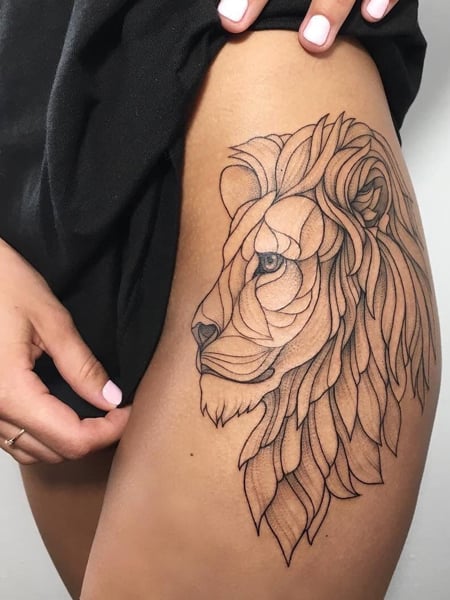 Geometric Lion Tattoo